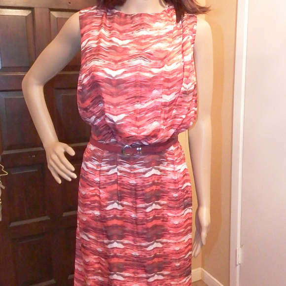 👗S.L.fashions Red Orange Belted Scoop Neck - Picture 4 of 8